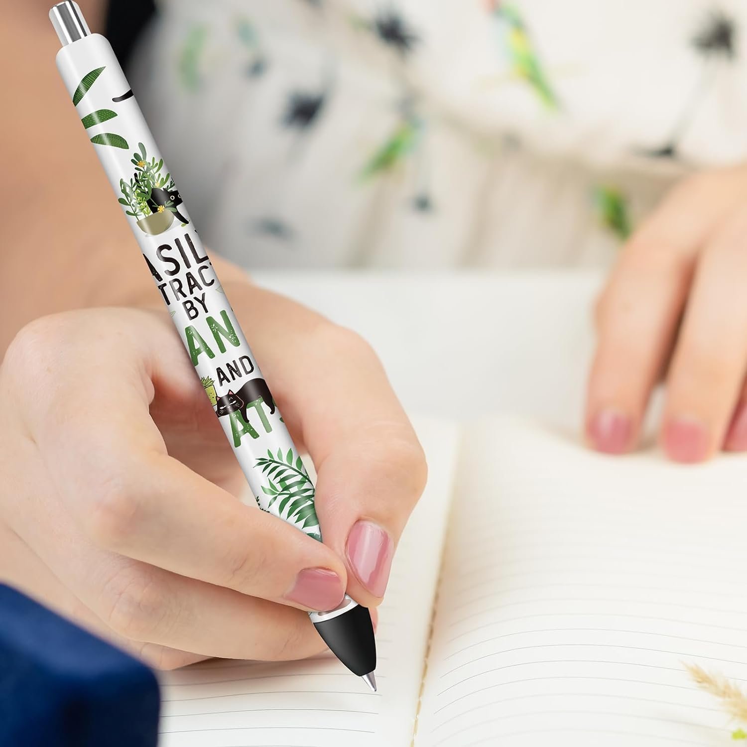 UV DTF Pen Wrap Plant Black Cat UV DTF Stickers for Pen Flower Cute Cat Decals Waterproof UV DTF Transfer Stickers for DIY Pen
