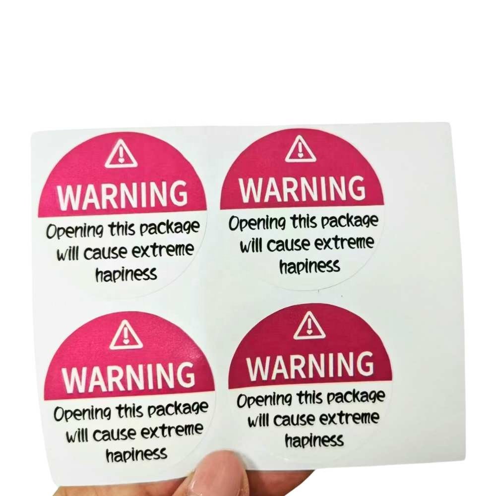 Speed Printing 1 Piece Custom Printing Round Warning Label Sticker with funny texts