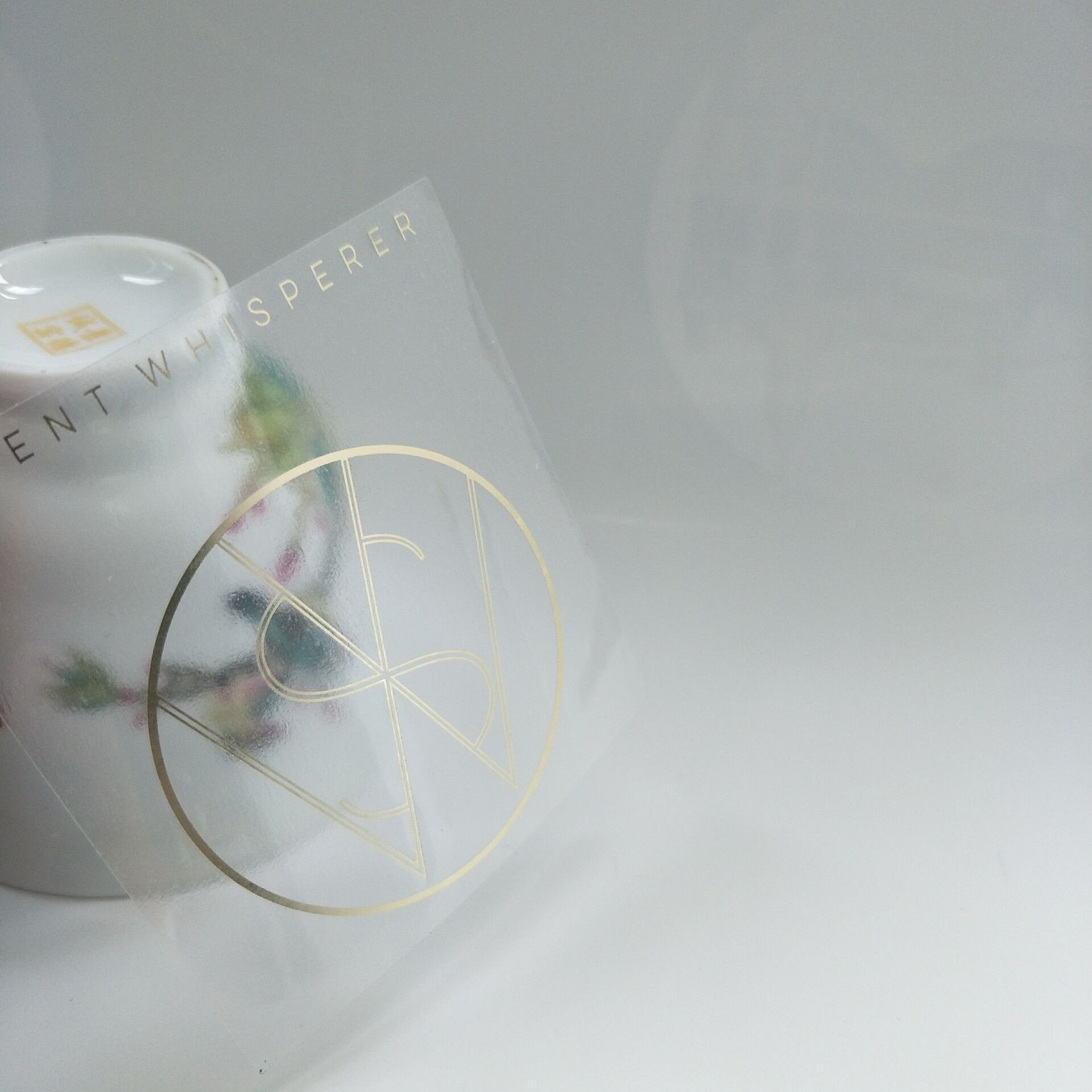 Self Adhesive Customized Printing Clear Gold Foil Stickers Transparent Logo Label