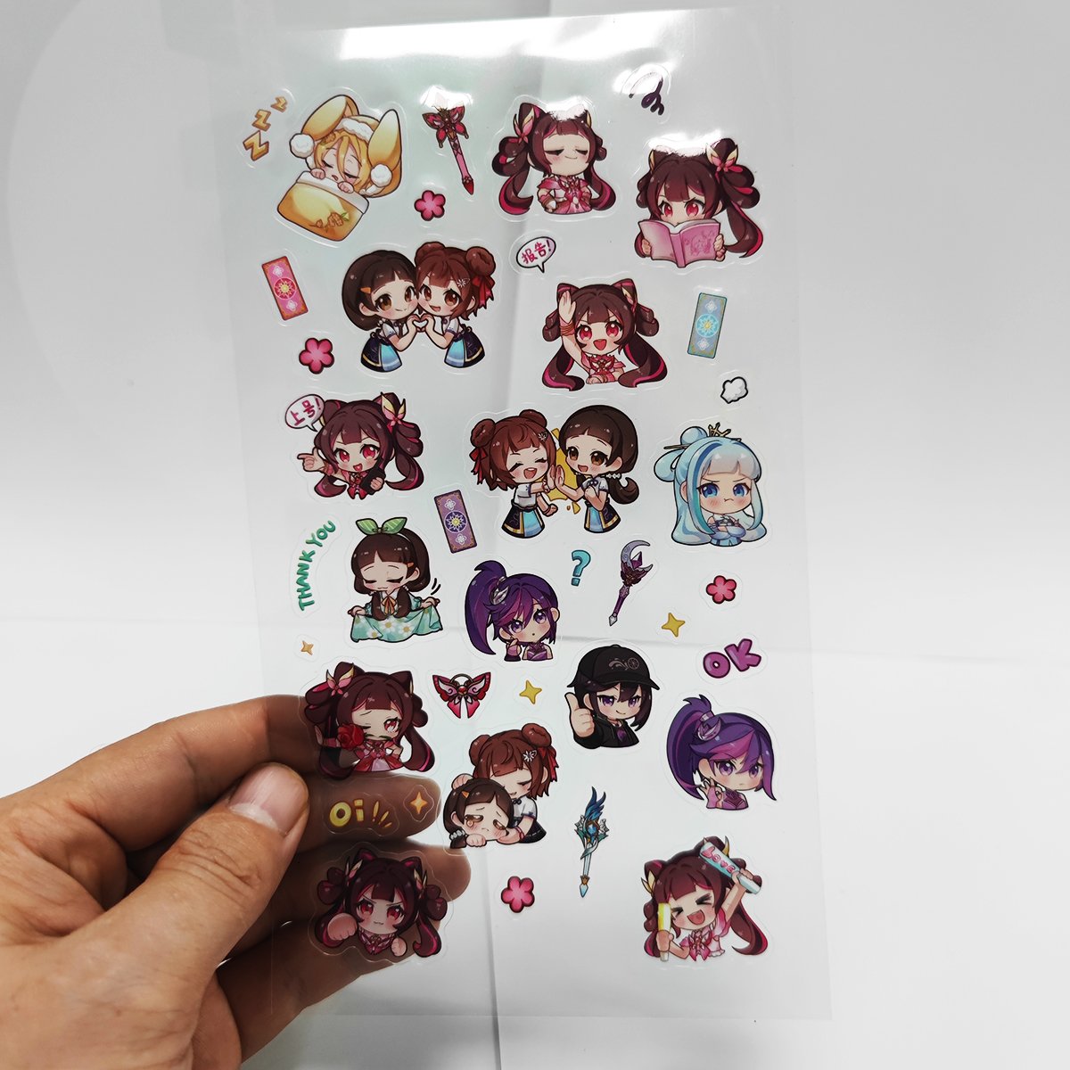 Vinyl clear sticker sheet Custom cartoon kiss cut sticker sheet Waterproof Material Self Adhesive transparent kiss cut sticker