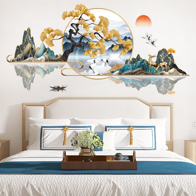 Home decor Chinese style pvc self adhesive waterproof vinyl PVC living room Wall stickers