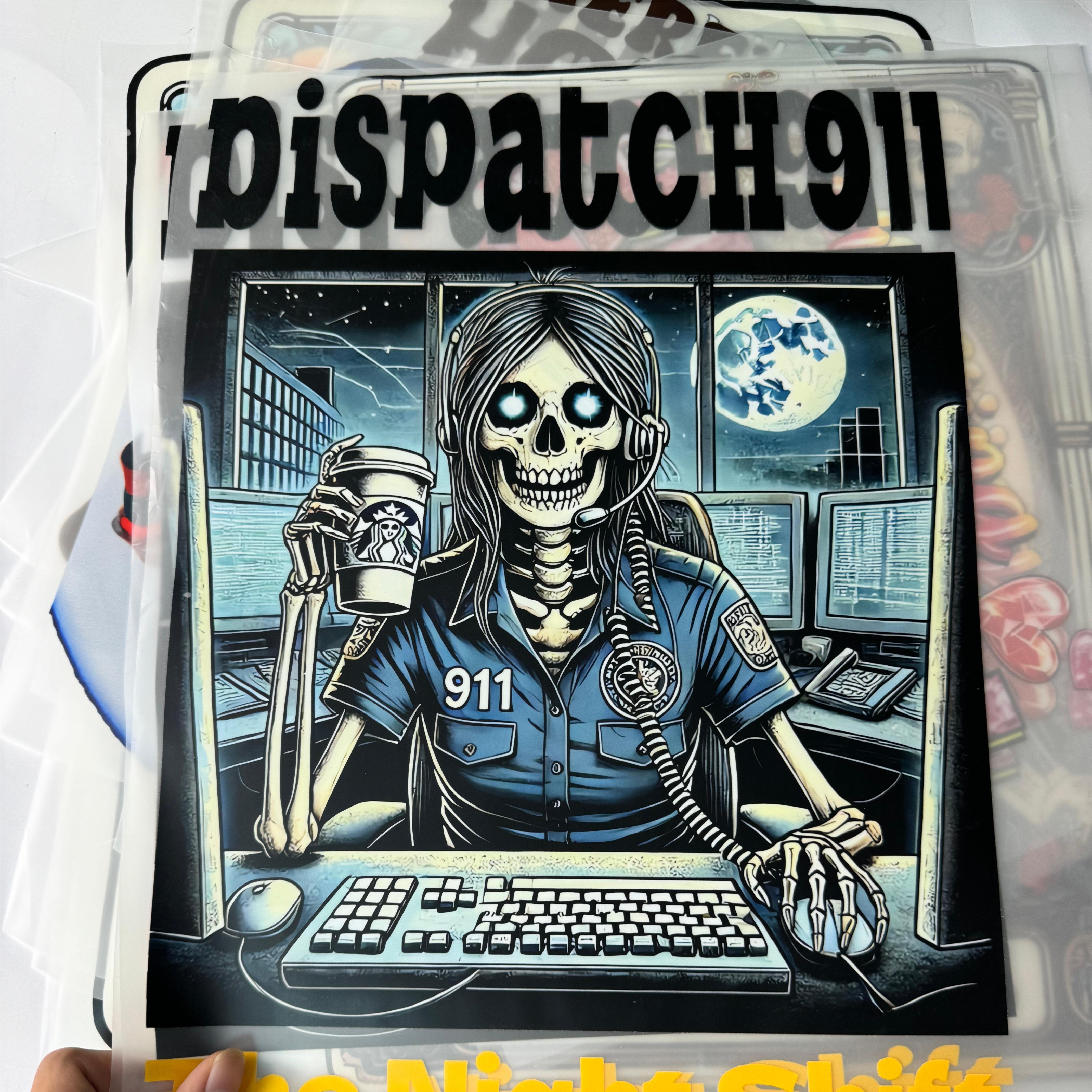 High Quality Custom Skull Design Heat Transfer Printing Ready-to-Press DTF Sticker for T-Shirts Jeans Canvas Bags