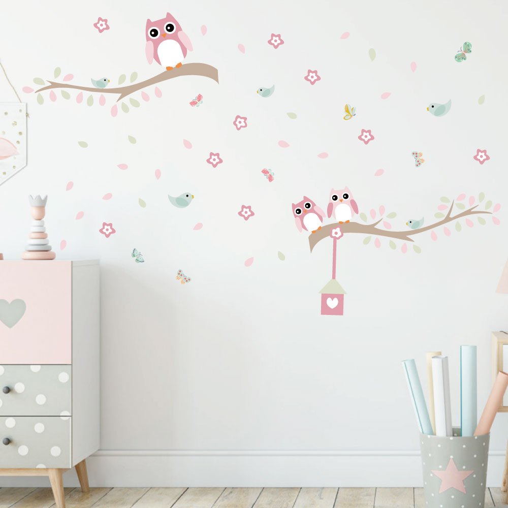High quality cartoon bird wall sticker flower die cut wall stickers 3d home decoration wall stickers for home decor