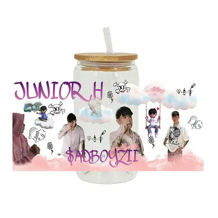 UV DTF Cup Wrap Transfers Junior H Wraps Sad Boy UVDTF Decals Waterproof Stickers For 16oz Libbey Glasses Cup Can