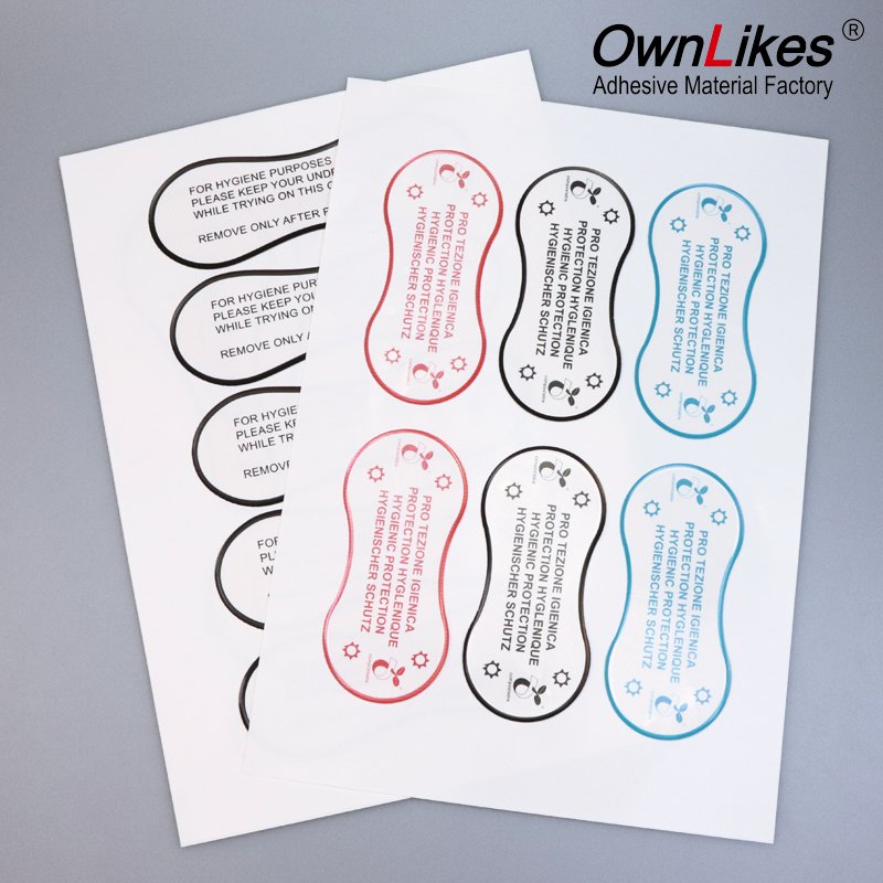 ECO Clear Swimwear Underwear Hygiene Protection Stickers Friendly Self Adhesive Vinyl Custom Printed Biodegradable Cellulose