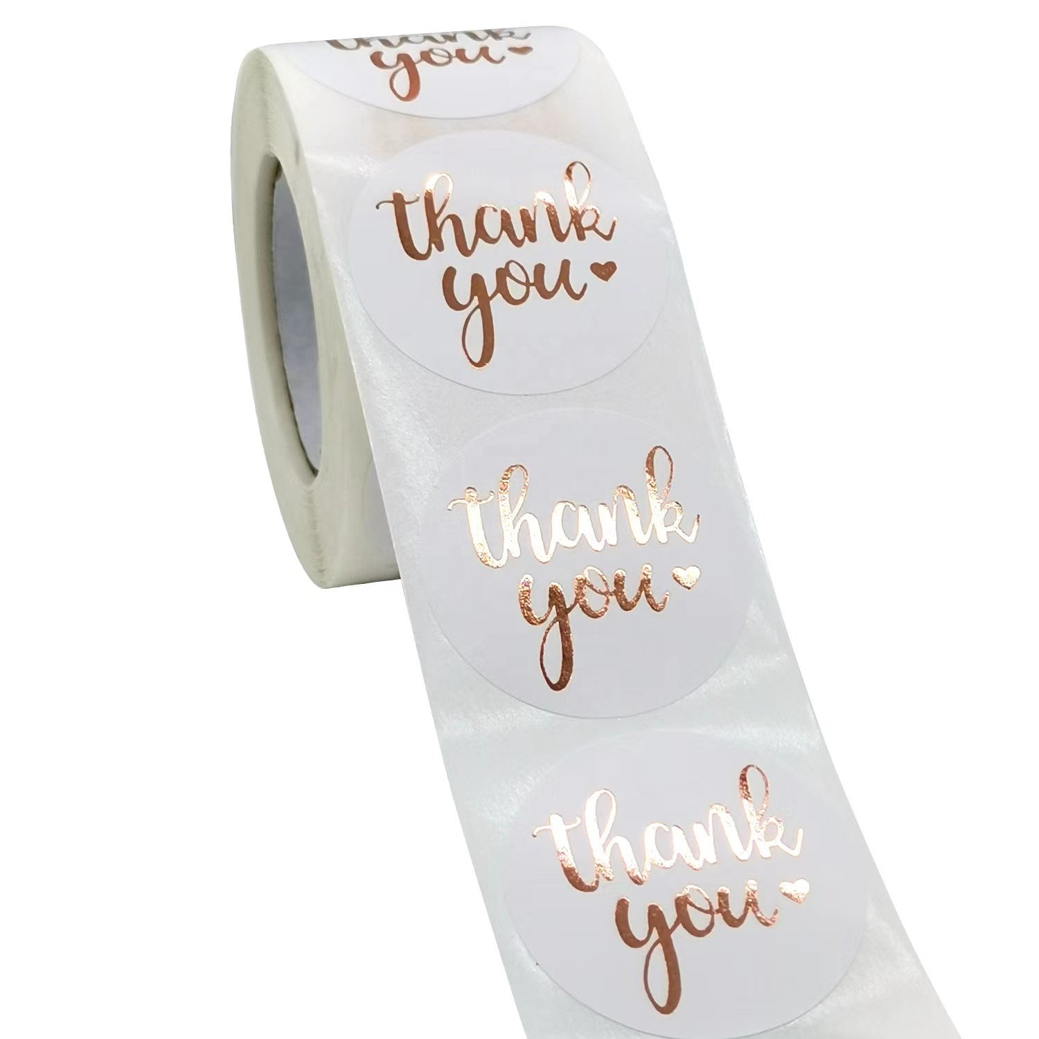 1.5 Inch Thank You Stickers Roll 500 Pcs Rose Gold Thank You Stickers Labels for Baking Packaging Small Business