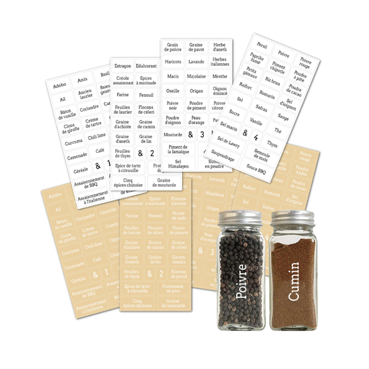 Free Design Factory Custom Print Waterproof jar bottle stickers kitchen pantry labels