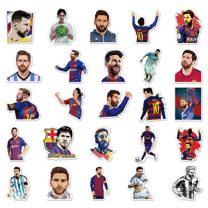 51pcs High Quality Laptop Ipad Die-cut Self-adhesive Custom Sticker football star Vinyl PVC Lionel Andres Messi Stickers