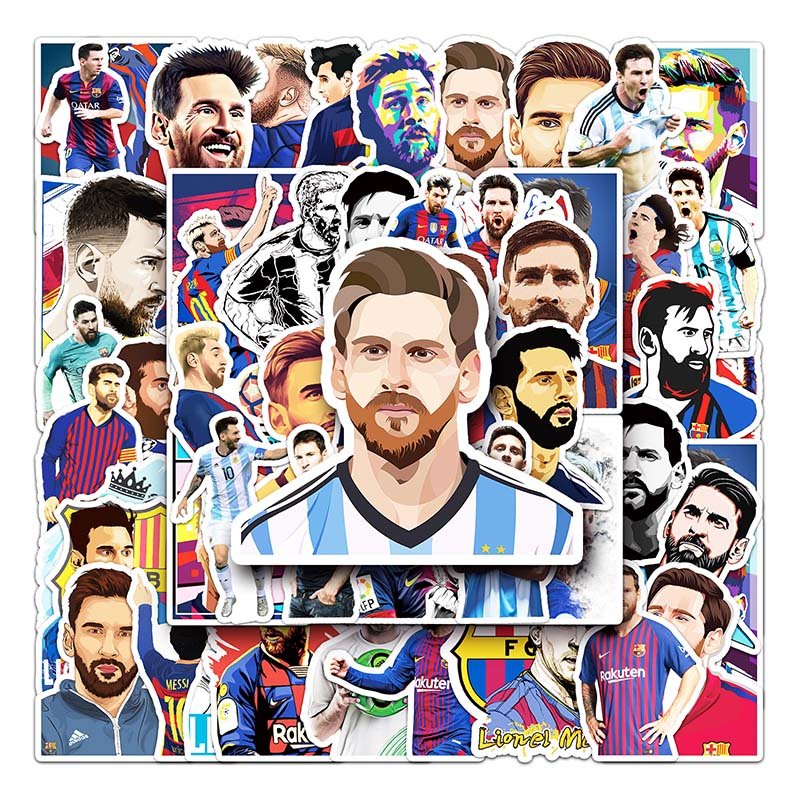 51pcs High Quality Laptop Ipad Die-cut Self-adhesive Custom Sticker football star Vinyl PVC Lionel Andres Messi Stickers