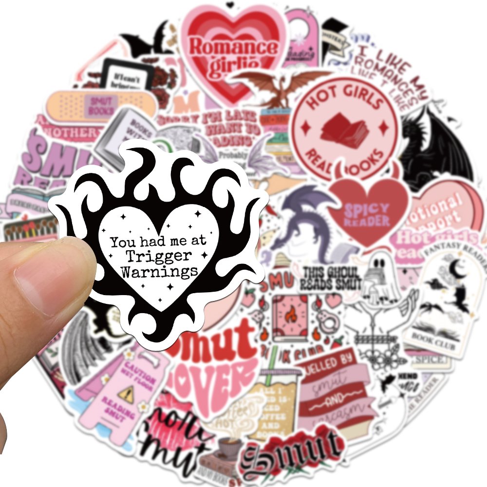 52pcs Die Cut Bookish Smutty Reading Graffiti Stickers Diy Decorative Phone Case Diary Scrapbook Waterproof Stickers Wholesale