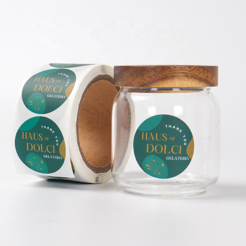 Custom printing 2 inch round thank you label circular plastic sticker label for bottle glass