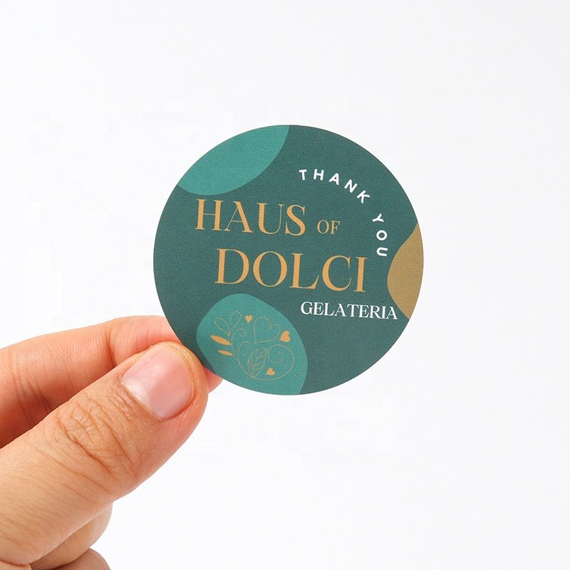 Custom printing 2 inch round thank you label circular plastic sticker label for bottle glass