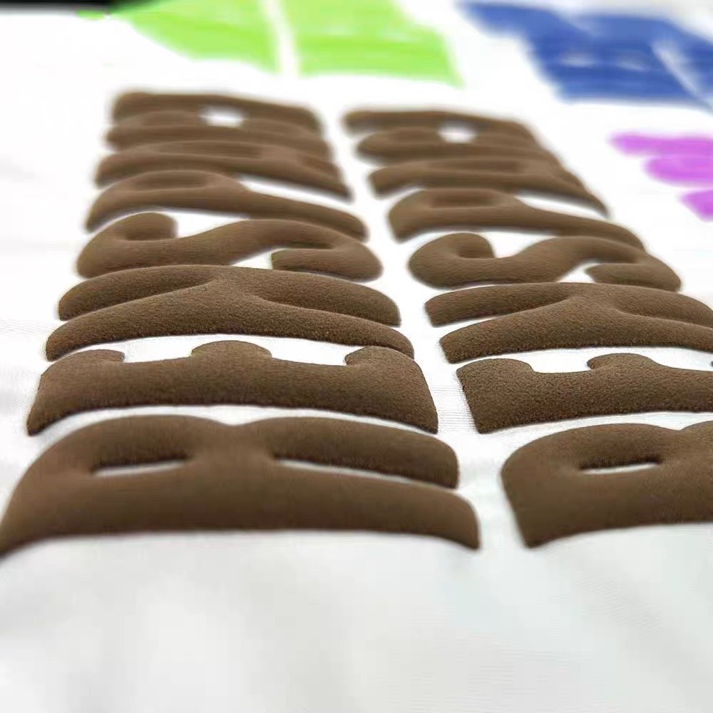 Hot sale custom screen print transfers 3d puff heat transfer vinyl logo Printing Flock Heat Transfer Sticker For Clothes