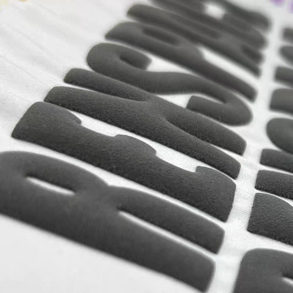 Hot sale custom screen print transfers 3d puff heat transfer vinyl logo Printing Flock Heat Transfer Sticker For Clothes