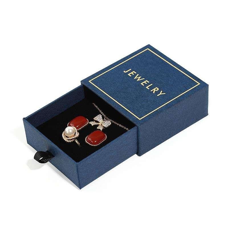 9*9*3.5cm Custom Purple Paper Drawer Jewelry Box With Sponge Personalized Logo Necklace Earrings Package Cardboard Gift Box
