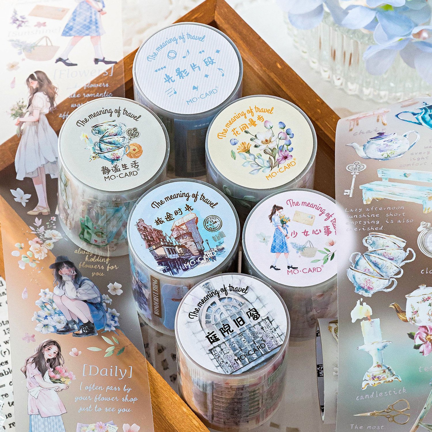 2M/Roll Pet Chalk Tape Travel Significance Series Ins Hand Account DIY Material Decoration Loop Stickers 6 Models