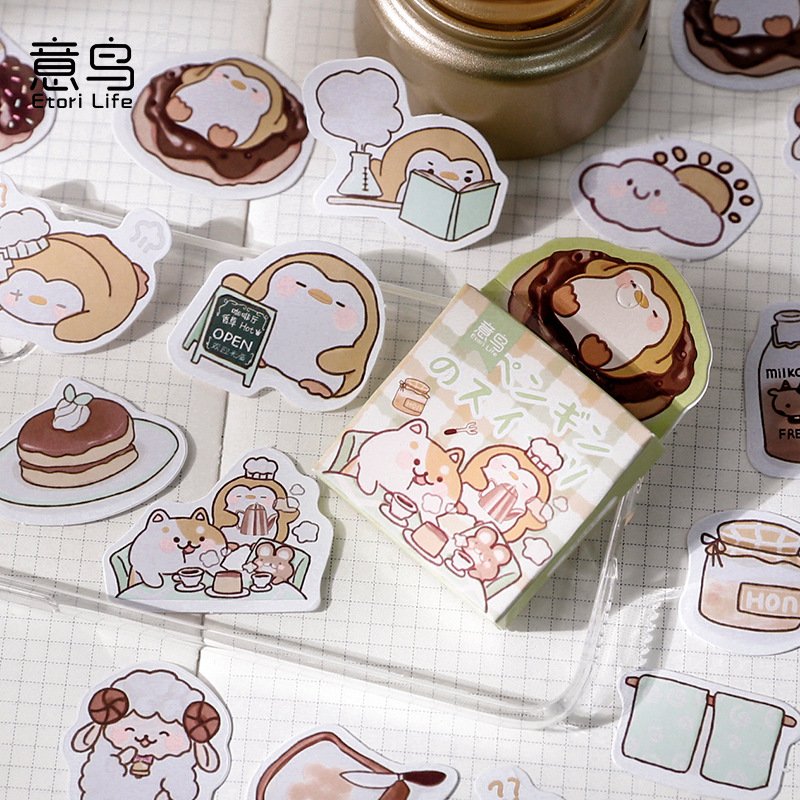 Creative new boxed stickers Animal series hand account decoration DIY stickers 45 pieces