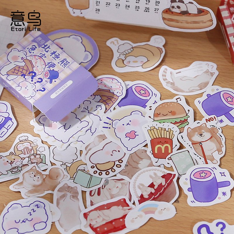 Creative new boxed stickers Animal series hand account decoration DIY stickers 45 pieces