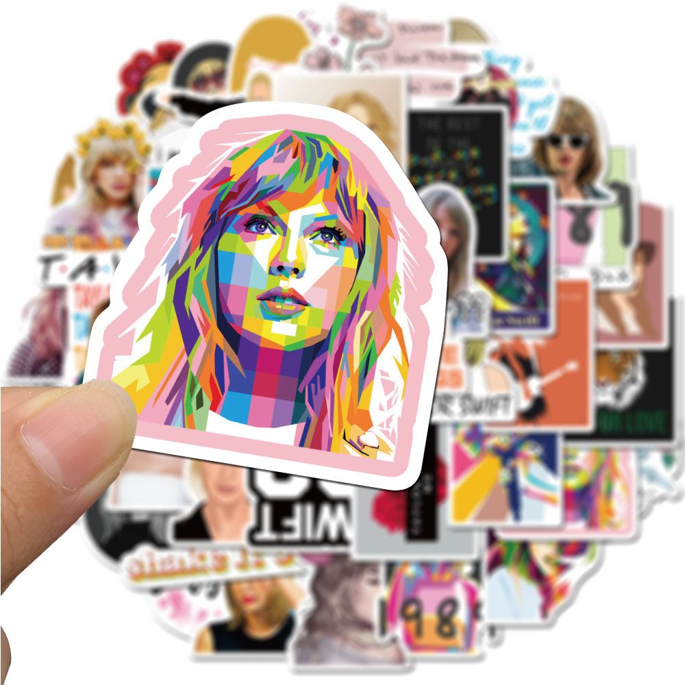 50Pcs Classic Taylor Singer Cartoon Graffiti Stickers For Fans Laptop Bottle Guitar Phone Decor Swift Fashion Sticker