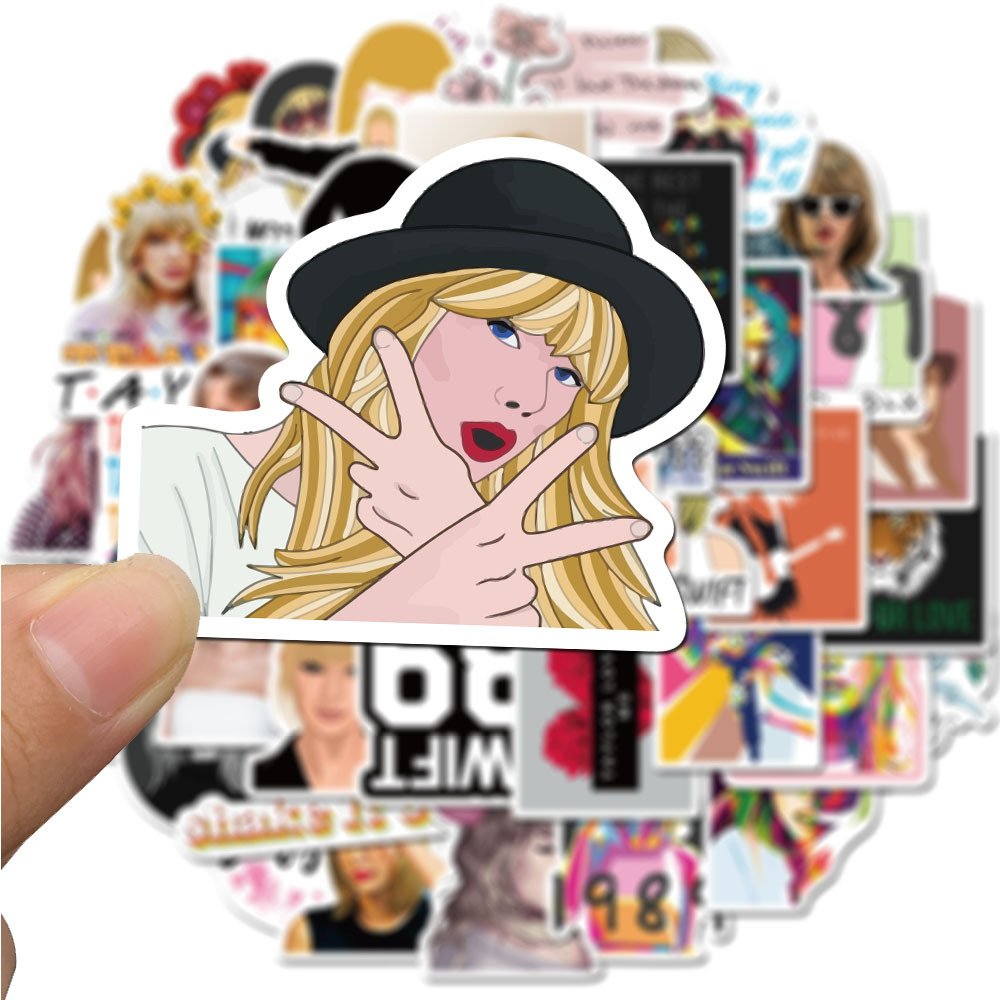 50Pcs Classic Taylor Singer Cartoon Graffiti Stickers For Fans Laptop Bottle Guitar Phone Decor Swift Fashion Sticker