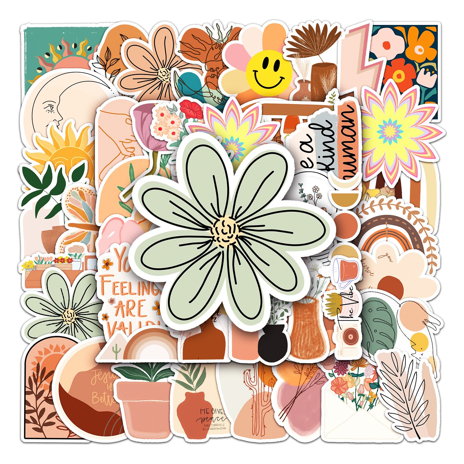 50 Boho personality graffiti small fresh cross-border Nordic style DIY skateboard suitcase sticker waterproof