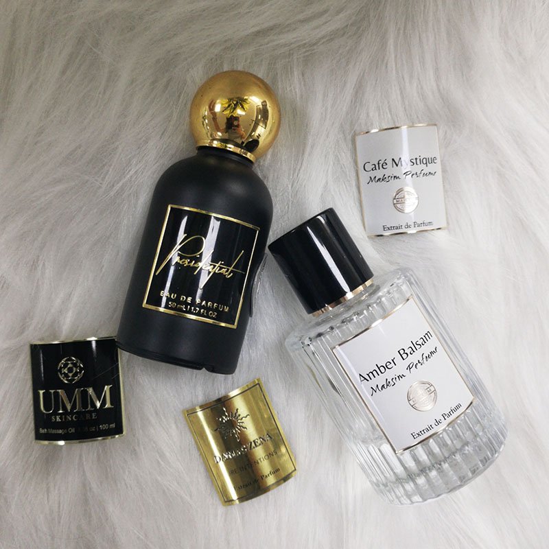 2024 China factory New Custom metal Logo Aluminum Embossed Adhesive Perfume Labels Cosmetic Glass bottle label stickers