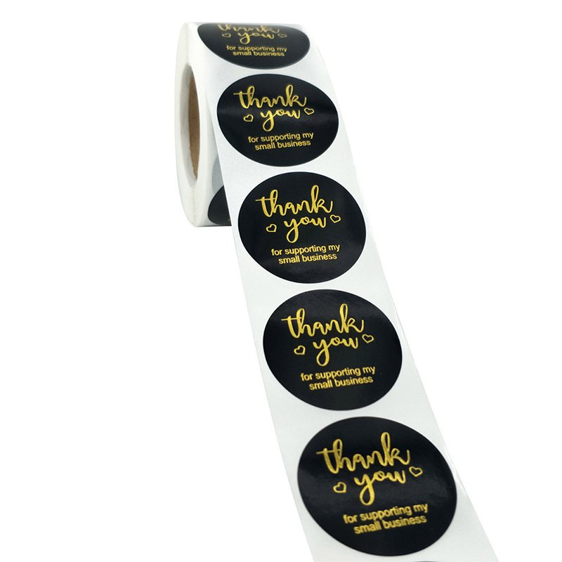 In stock Round Label 500PCS/Roll 1.5 inch hot colored gold thank you stickers roll