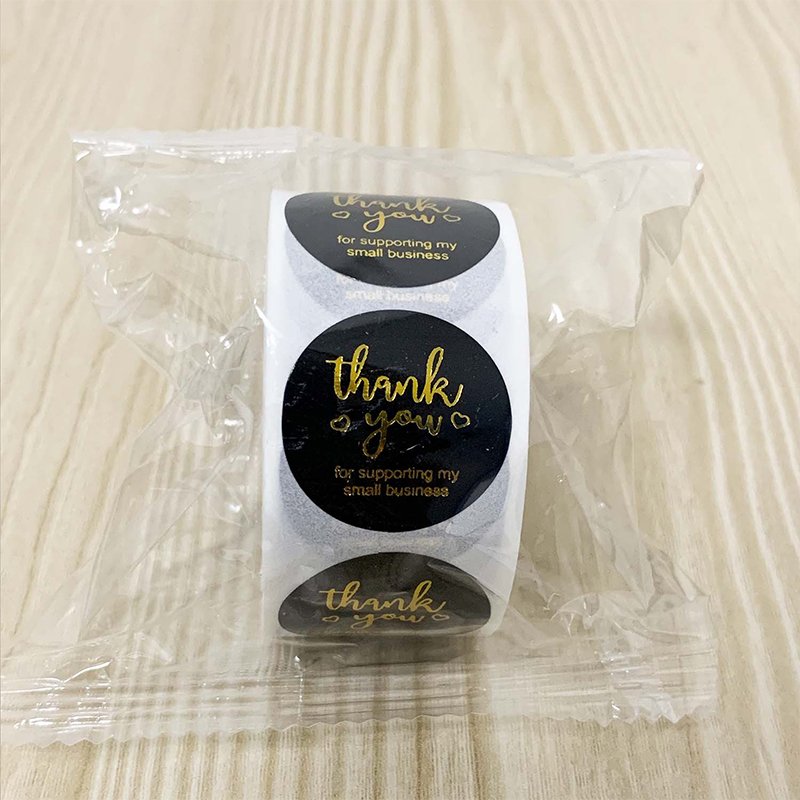 In stock Round Label 500PCS/Roll 1.5 inch hot colored gold thank you stickers roll