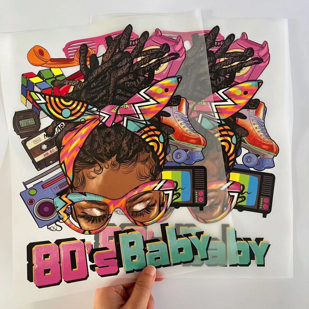 Manufacturer custom stable quality vinyl printing dtf heat transfers bowknot girl design heat press iron on sticker for t shirt