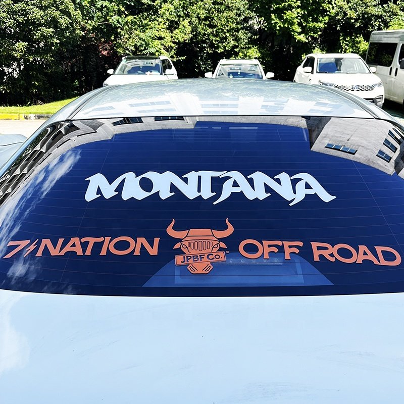 UV Protection Weatherproof Die Cut Banner Sticker Vehicle Windshield Transfer Vinyl Outdoor Car Decals Custom Car Window Sticker