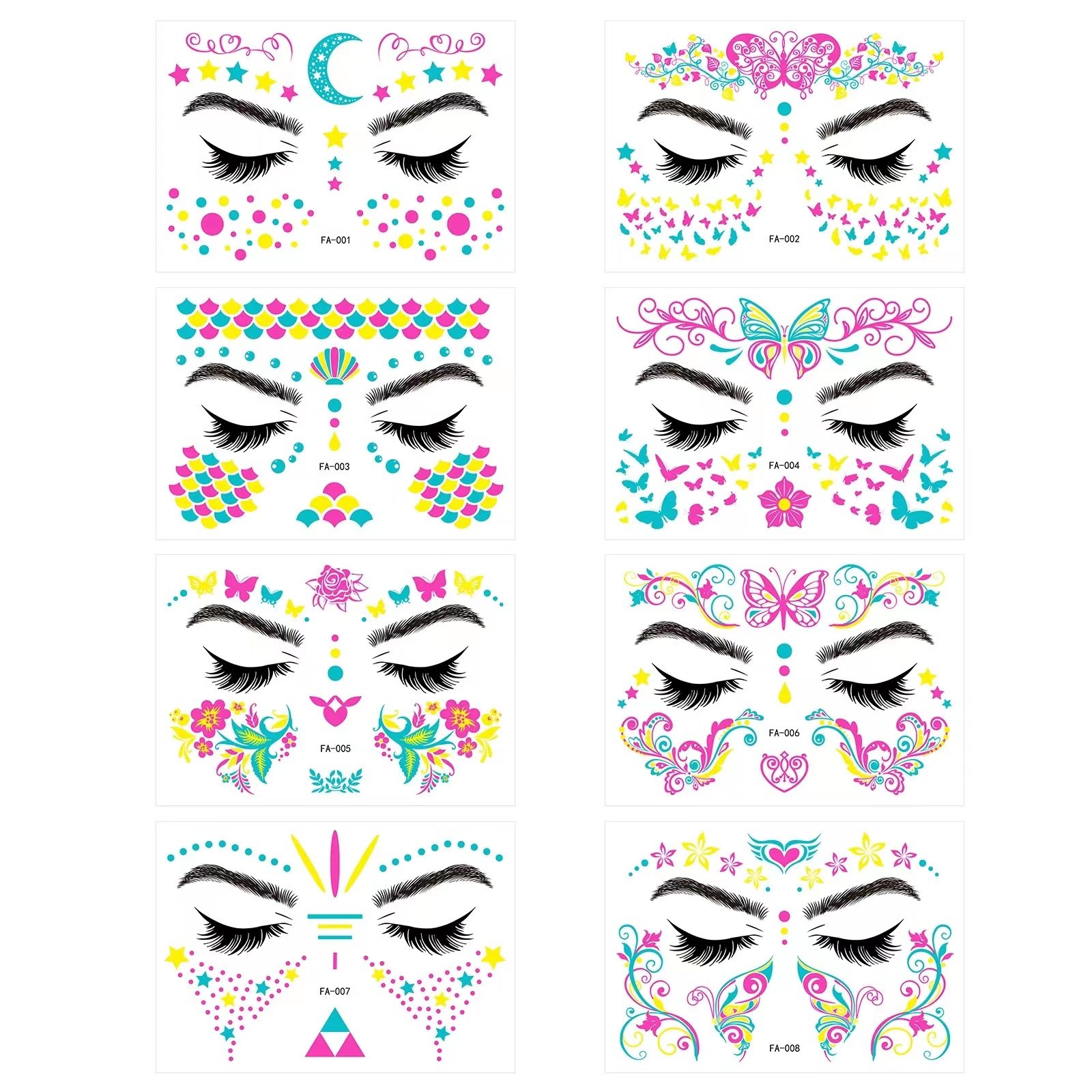 New Trend DecorativeJewels Festival Party Body Sticky Adhesive Face Cartoon Night Luminous Fluorescent Stickers
