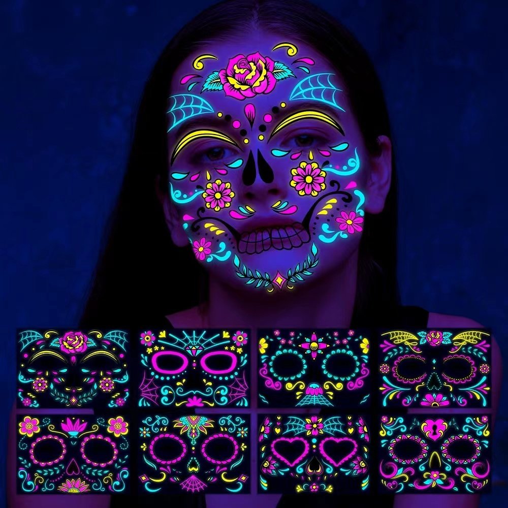 New Trend DecorativeJewels Festival Party Body Sticky Adhesive Face Cartoon Night Luminous Fluorescent Stickers