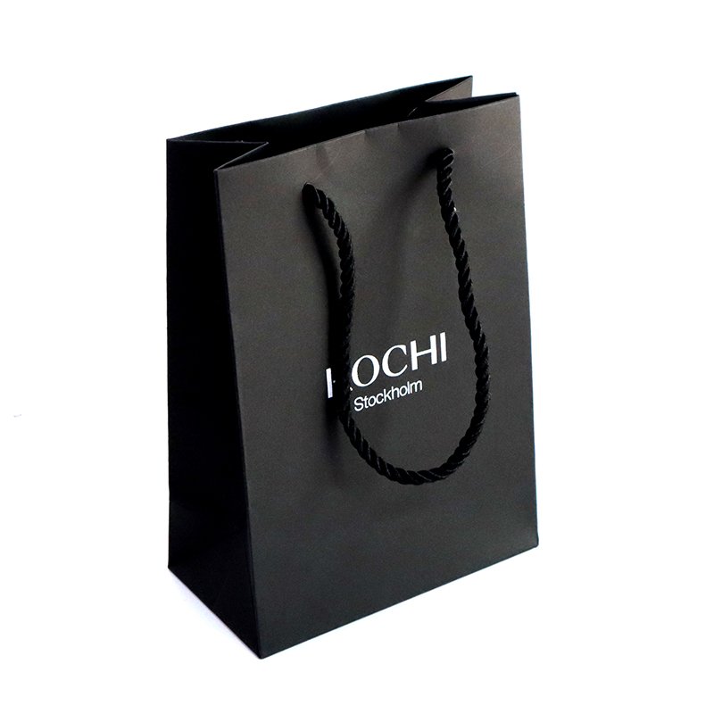 Custom Printed Pretty 250gsm Black Mixed Gold Color Coated Paper Gift Bag for Shopping