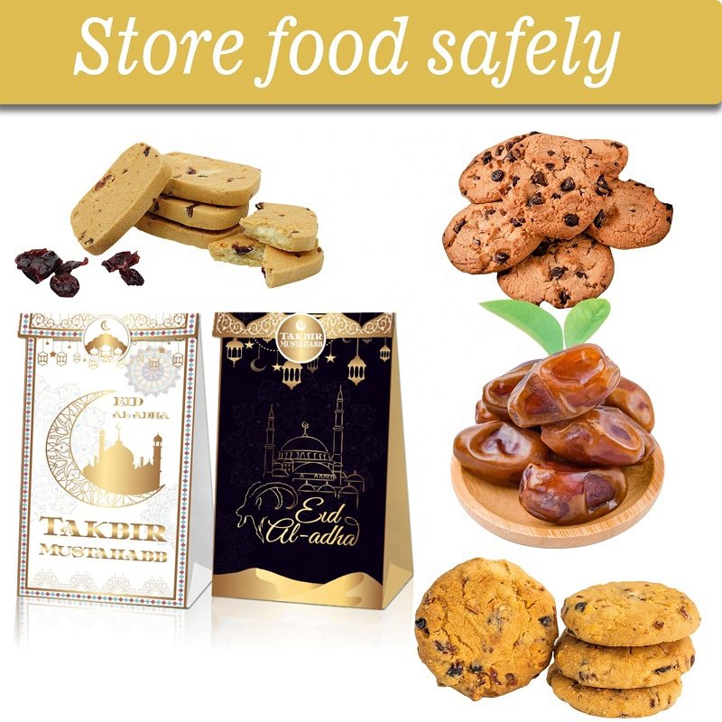 MorSun 12Pcs Eid Mubarak Favor Bags and Sticker Muslim Ramadan Paper Bags Treat Boxes Party Favor