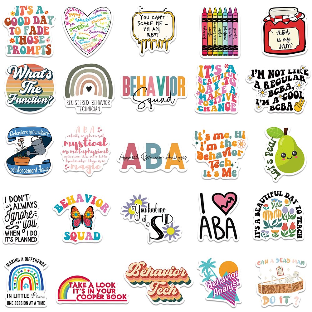 50pcs ABA Graffiti Aesthetic Stickers Diy Stationery Laptop Suitcase Skateboard Phone Waterproof Decoration Kid Toy Sticker