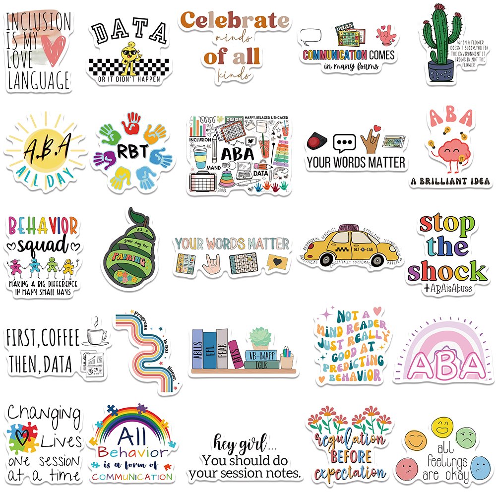 50pcs ABA Graffiti Aesthetic Stickers Diy Stationery Laptop Suitcase Skateboard Phone Waterproof Decoration Kid Toy Sticker