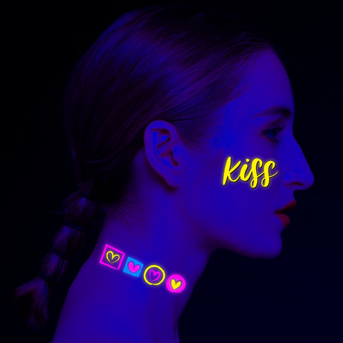 Lovely custom lips & hearts tattoo stickers paper fluorescent tattoo stickers