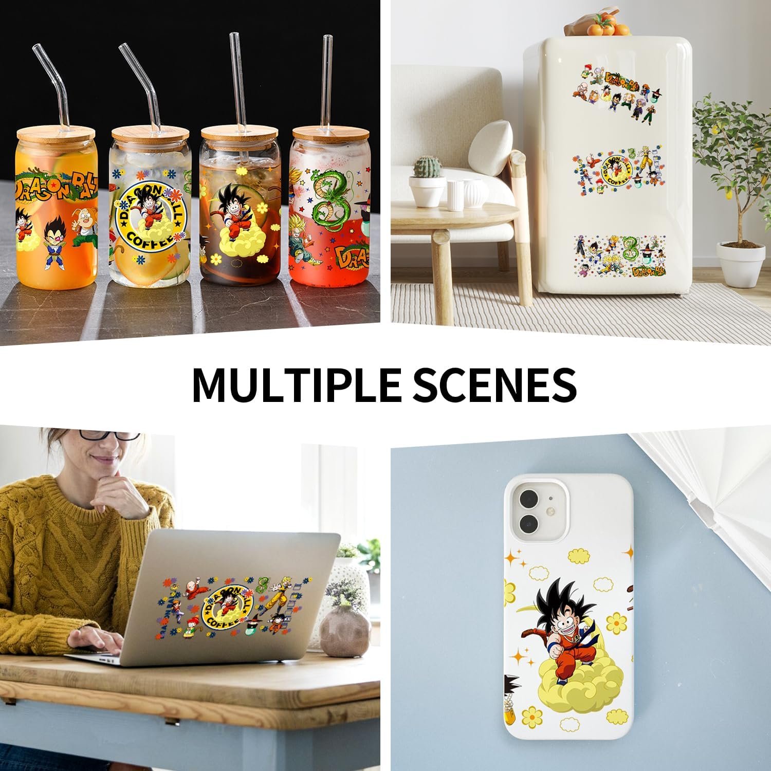 Dragon Ball UV DTF Cup Wrap for 16oz Cup Cute Cartoon Wukong Transfer Sticker for Cup Tumbler Waterproof Decal for Glass Bottle