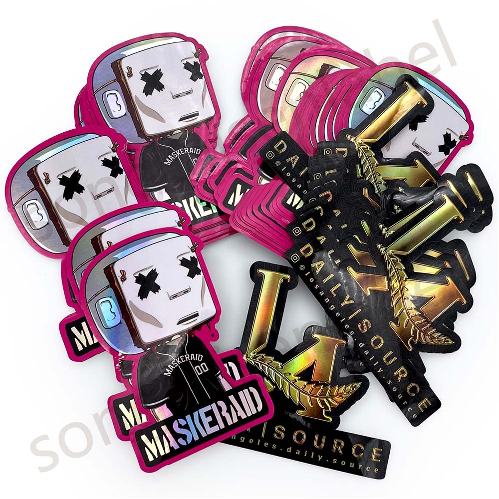 Customized Promotion Laser LOGO Die Cut Sticker Holographic 3D Crackle PP Die Cut Sticker
