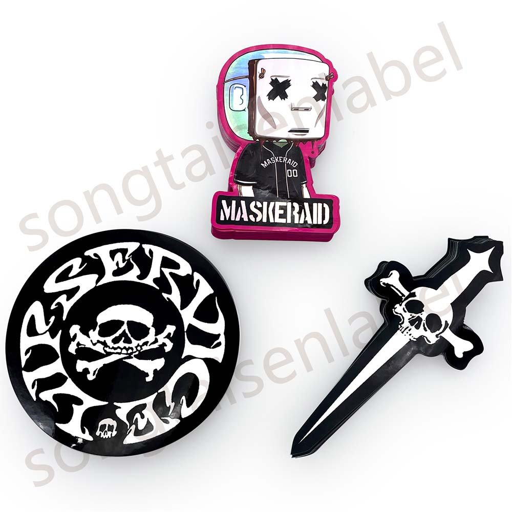 Customized Promotion Laser LOGO Die Cut Sticker Holographic 3D Crackle PP Die Cut Sticker