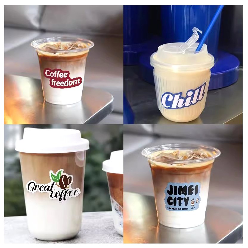 Boba Drink Cup Customized Printing Label Round Sticker Transparent Waterproof Pattern UV Stickers