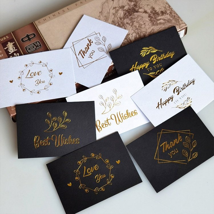 Custom hot stamping foil sticker sheet thank you stickers and card for small business
