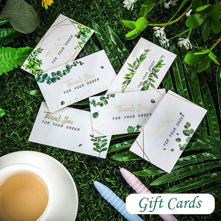 Custom hot stamping foil sticker sheet thank you stickers and card for small business