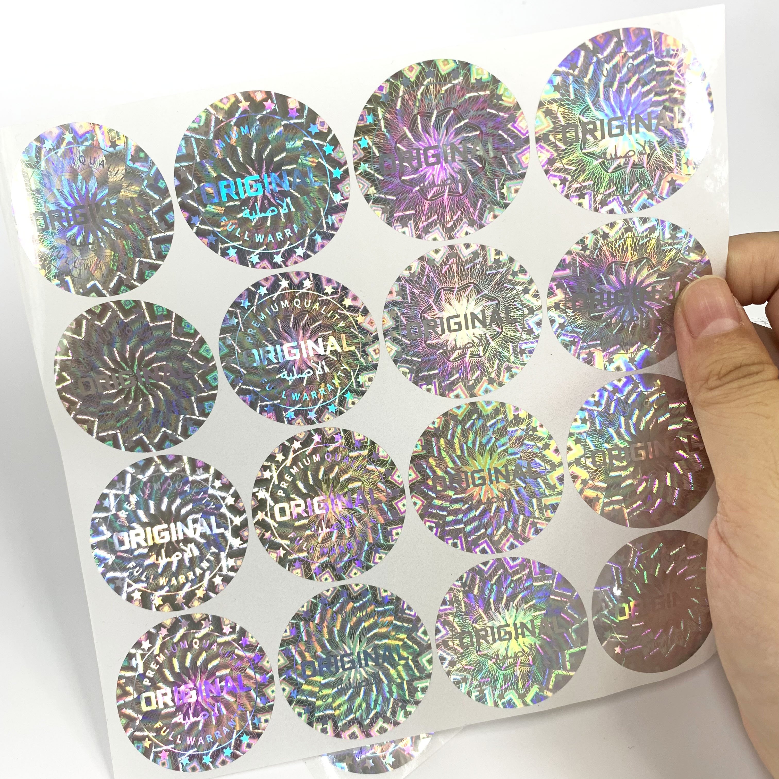 3D hologram sticker custom logo, Holographic anti-counterfeiting sticker custom, one time use label stickers