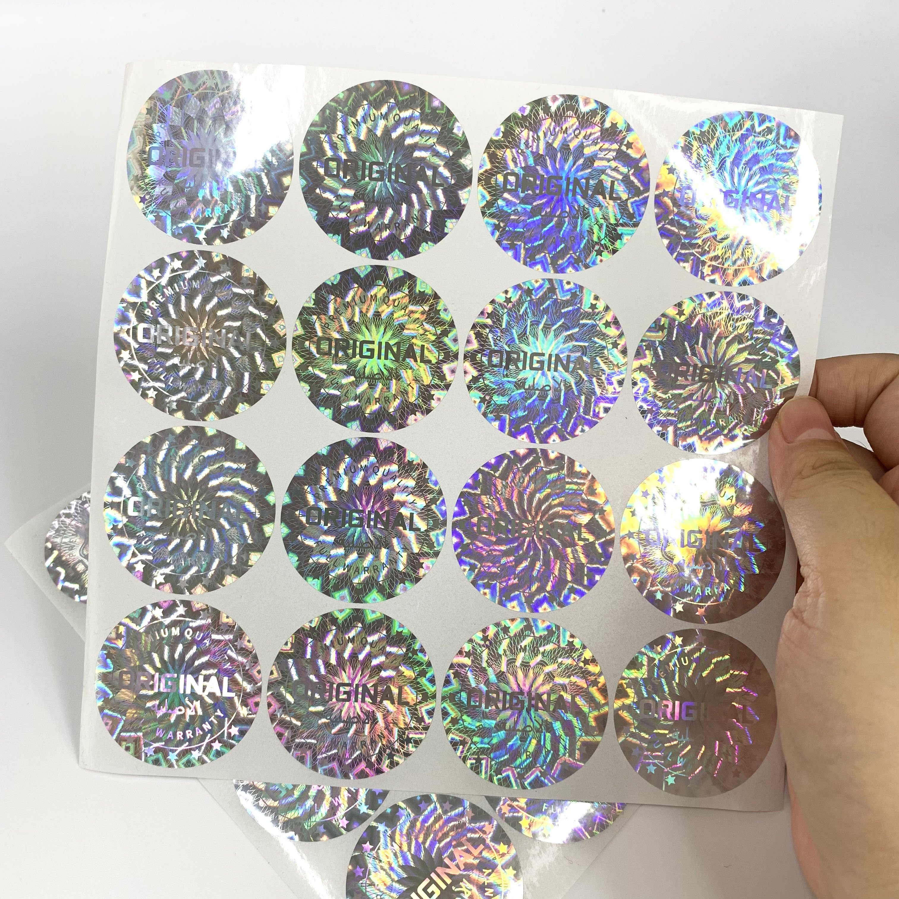 3D hologram sticker custom logo, Holographic anti-counterfeiting sticker custom, one time use label stickers