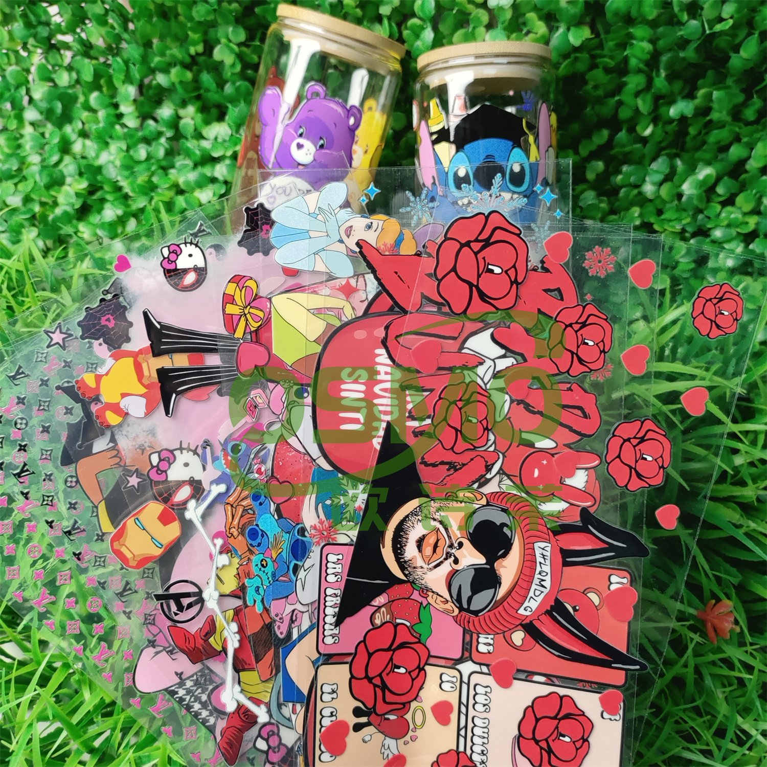 Osmo 16oz Double sided Factoroy Wholesale16oz UV DTF Cup Wrap Girl With Tattoos Stickers Tattoo girls Pattern for Libbey Glass