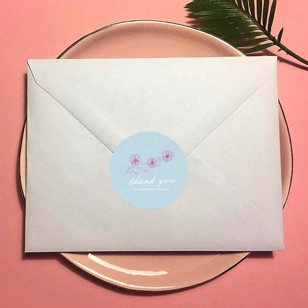 Custom Printed Round 500PCS Label Stickers Adhesive Paper Thank You Roll Sticker for Supporting My Small Business