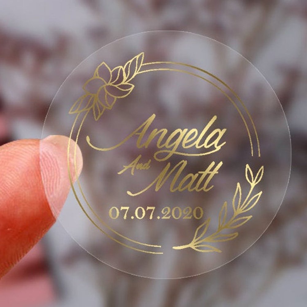 Manufacturer Customized Self Adhesive Printing Geometric Security Silver Gold Hot Stamping Foil Clear Transparent Sticker Label