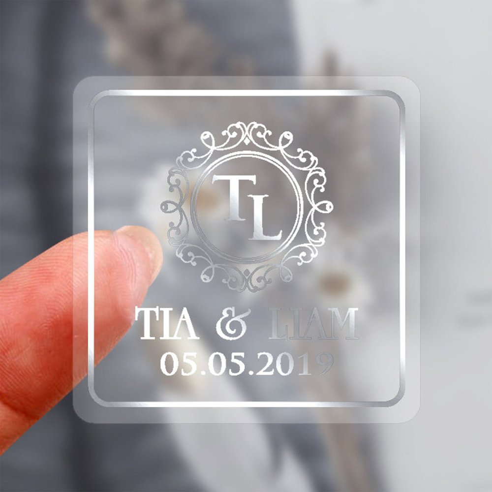 Manufacturer Customized Self Adhesive Printing Geometric Security Silver Gold Hot Stamping Foil Clear Transparent Sticker Label
