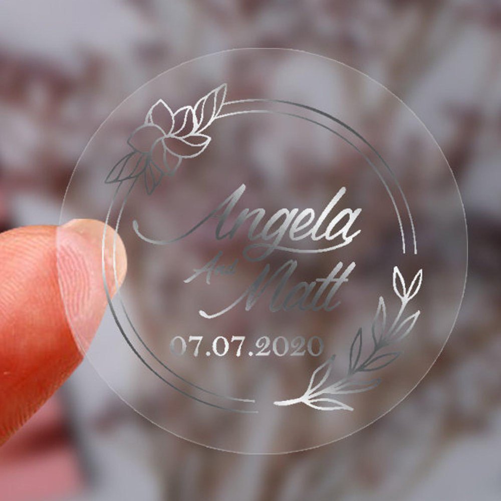 Manufacturer Customized Self Adhesive Printing Geometric Security Silver Gold Hot Stamping Foil Clear Transparent Sticker Label